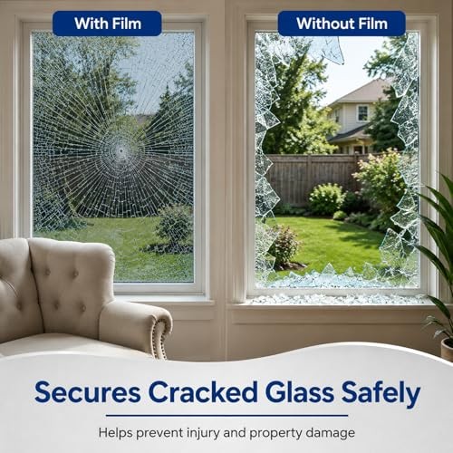 One Way Window Privacy Film Static Cling Black Silver 17.5in x 6.5ft