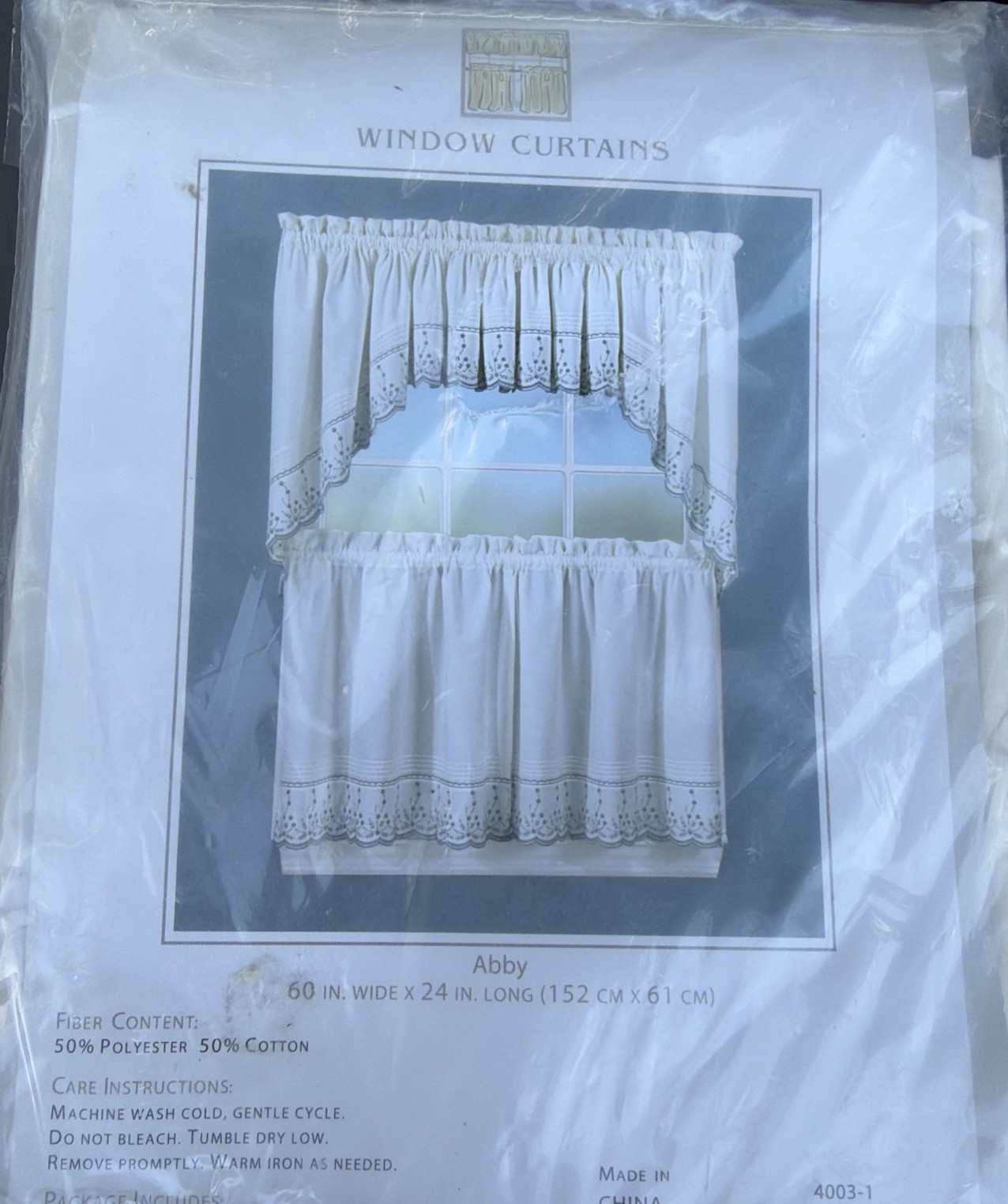 1 PAIR -CHF INDUSTRIES WINDOW CURTAINS ABBY TAILORED TIER PAIR 60” X 24” NIP