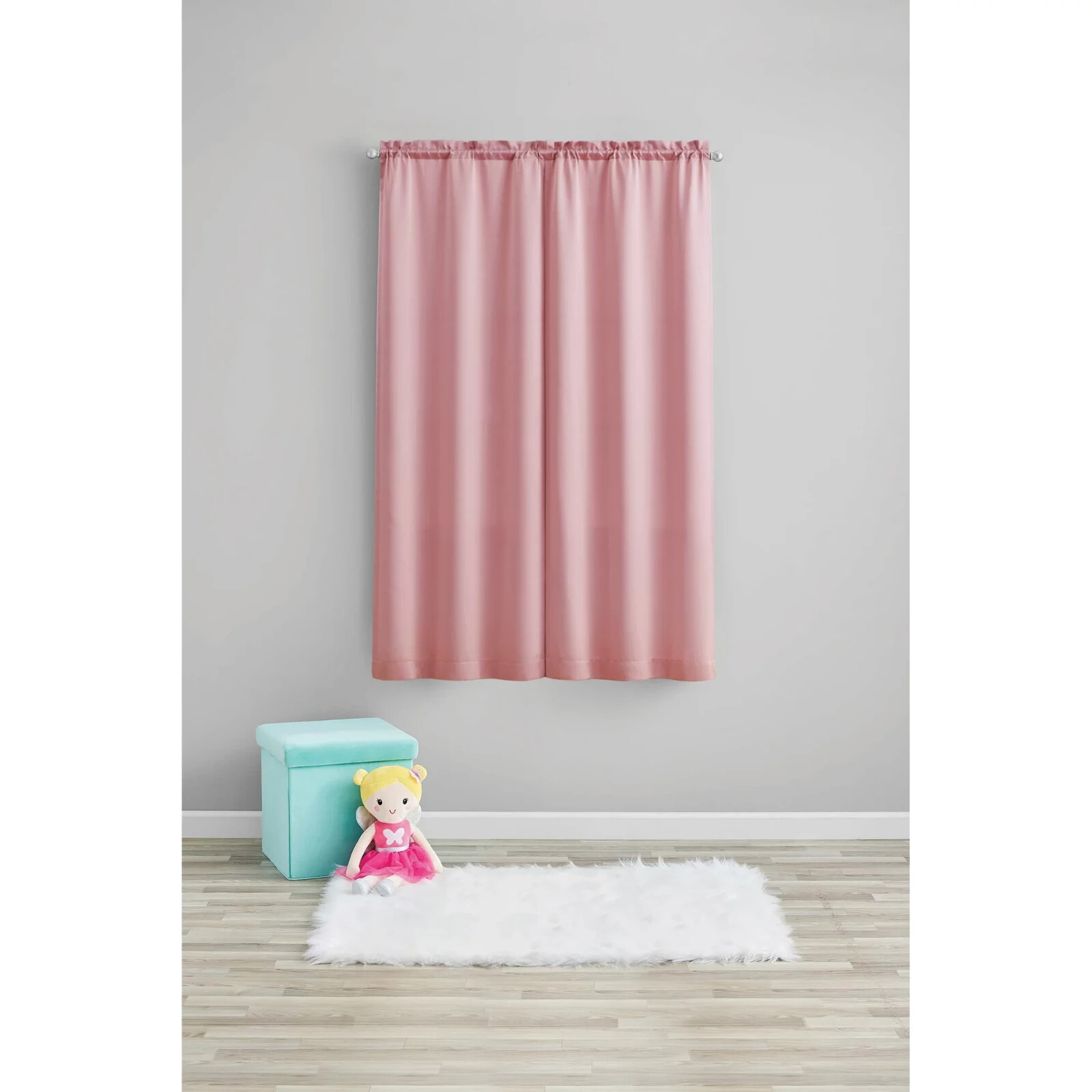 YOUR ZONE BLACKOUT polar pink ROD POCKET CURTAIN 2 PANELS 30 X 63 S2