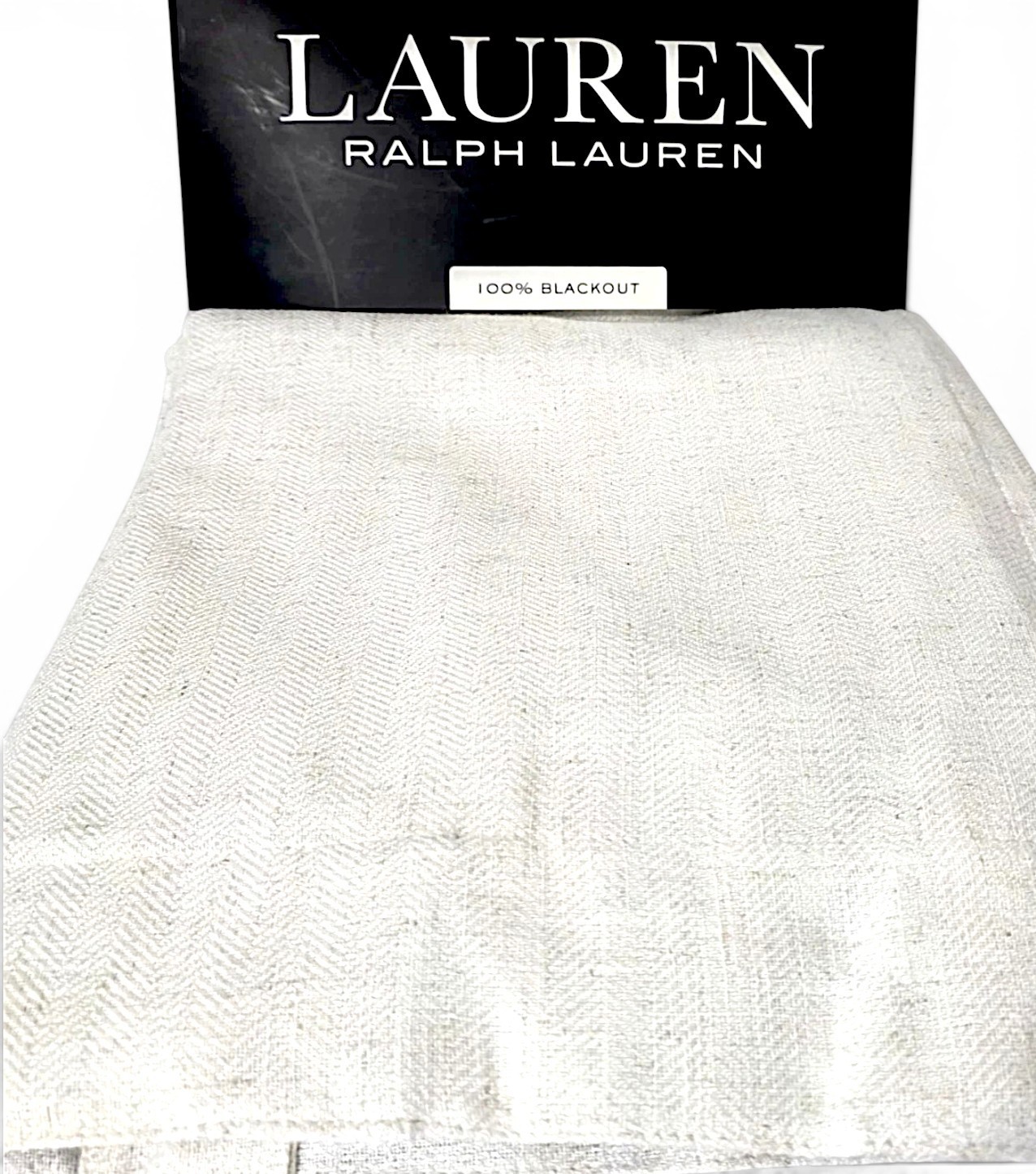 Ralph Lauren Set 2 Herringbone Curtains 52×108 Natural Blackout Lined Panels