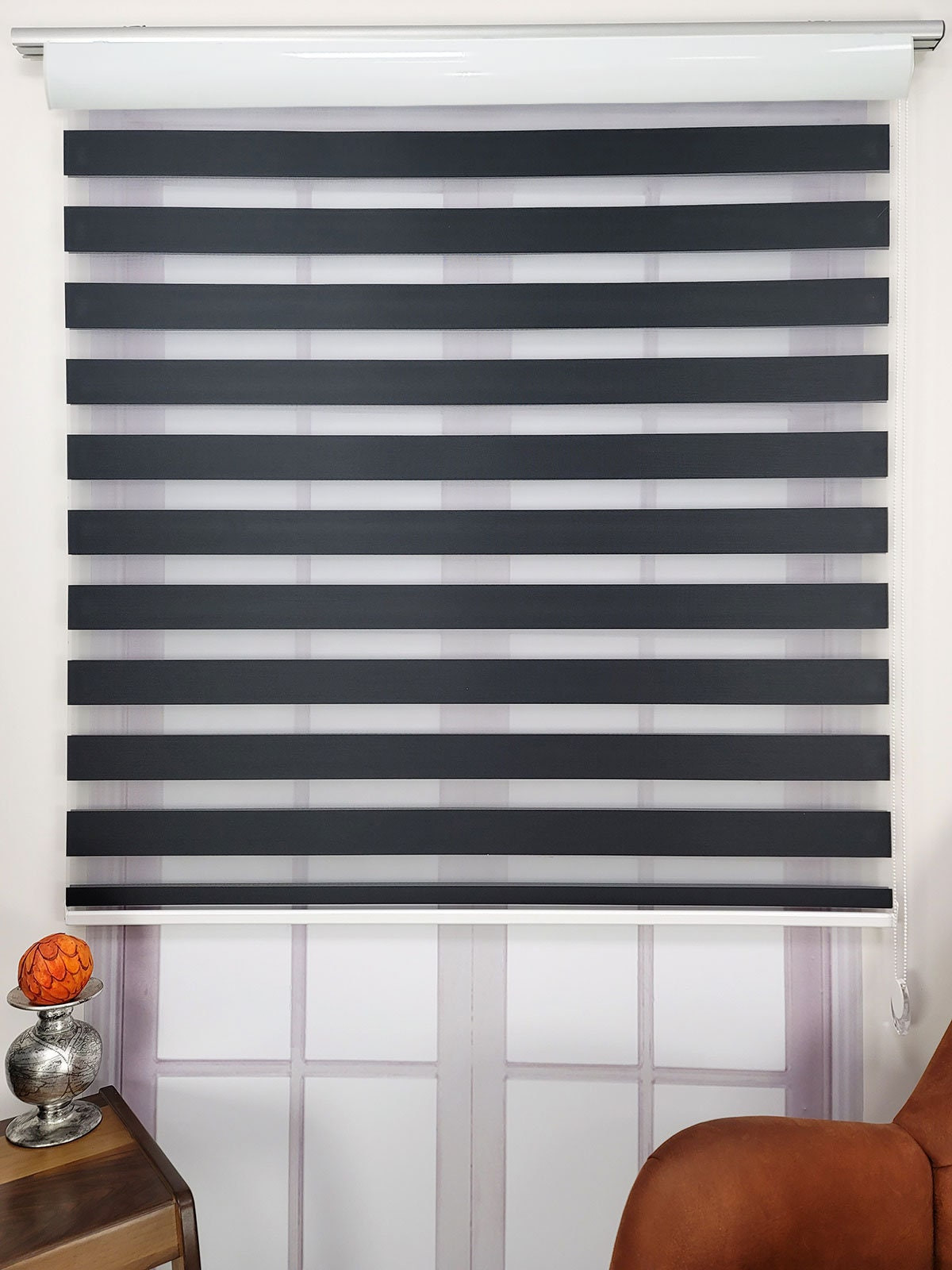 Straight Solid Color Fabric Zebra Roller Blinds Curtain For All Room, Color