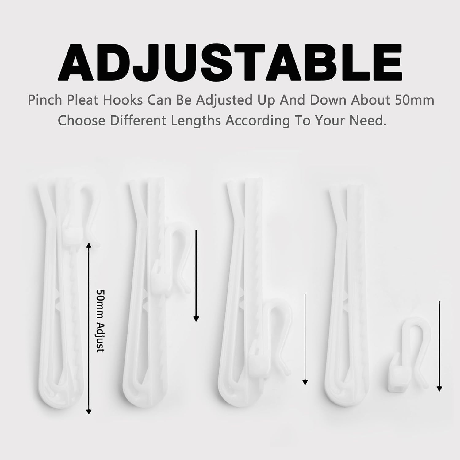 80 Pcs Plastic Curtain Hooks,Adjustable Pinch Pleat Curtain Hooks Curtain Clips,
