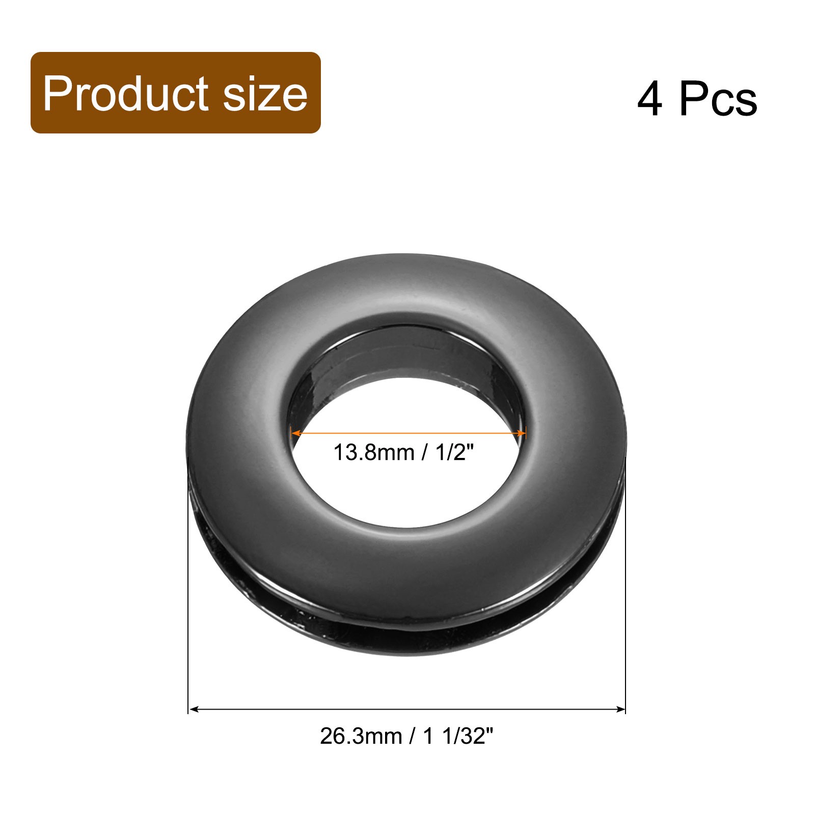 4Pcs Zinc Alloy Curtain Screw Grommets 1/2″(13.8 Mm) Black