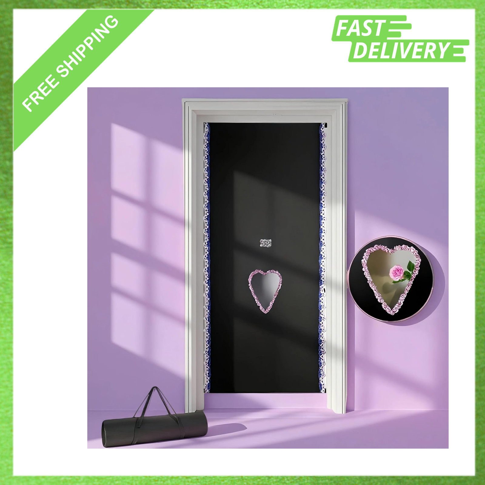 Glory Hole Wall Doorway Kit, Adjustable Door Curtain with Lace, Portable