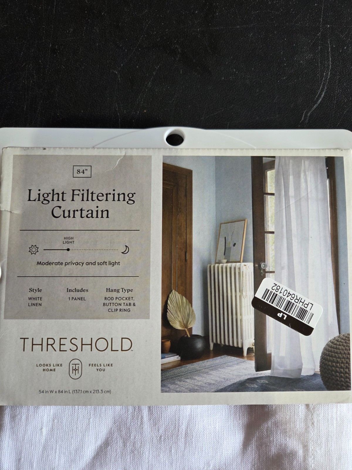 Threshold Light Filtering Linen White Window Curtain 2 Panel Plain Weave 54″x84″