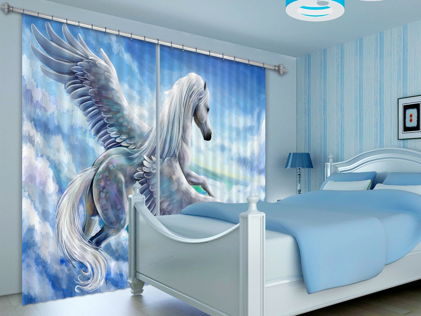3D Pegasus Cloud ZHUA137 Animal Blockout Photo Curtain Fabric Window Zoe