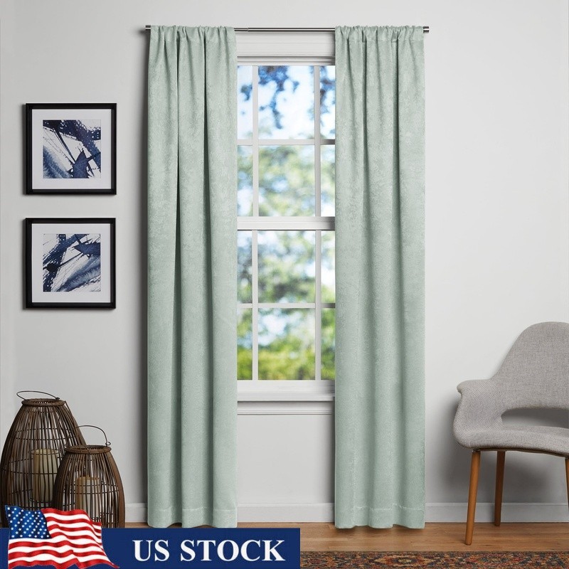 Shimmer Blackout Curtain Panels 99% Light Blocking Noise Reducing Rod Pocket Set