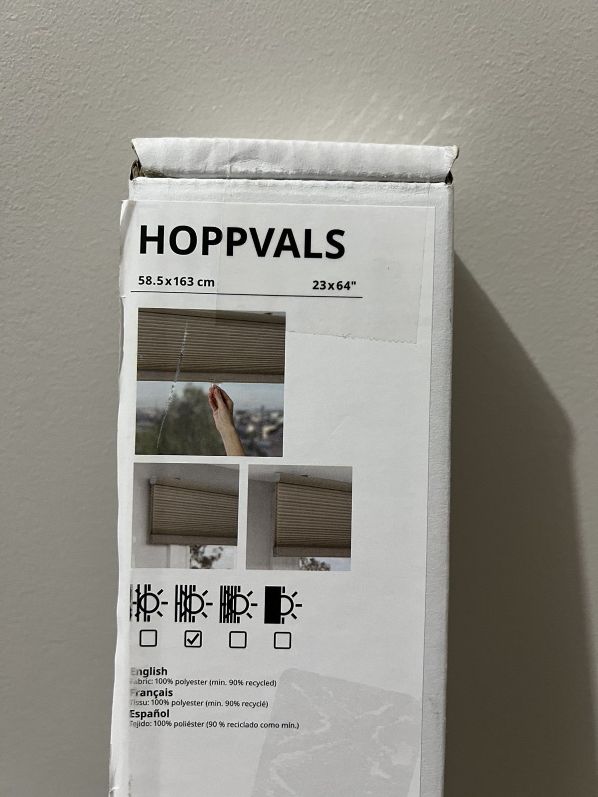 Brand New IKEA HOPPVALS Beige Cellular Blind 58.5×163 cm (23×64 “)
