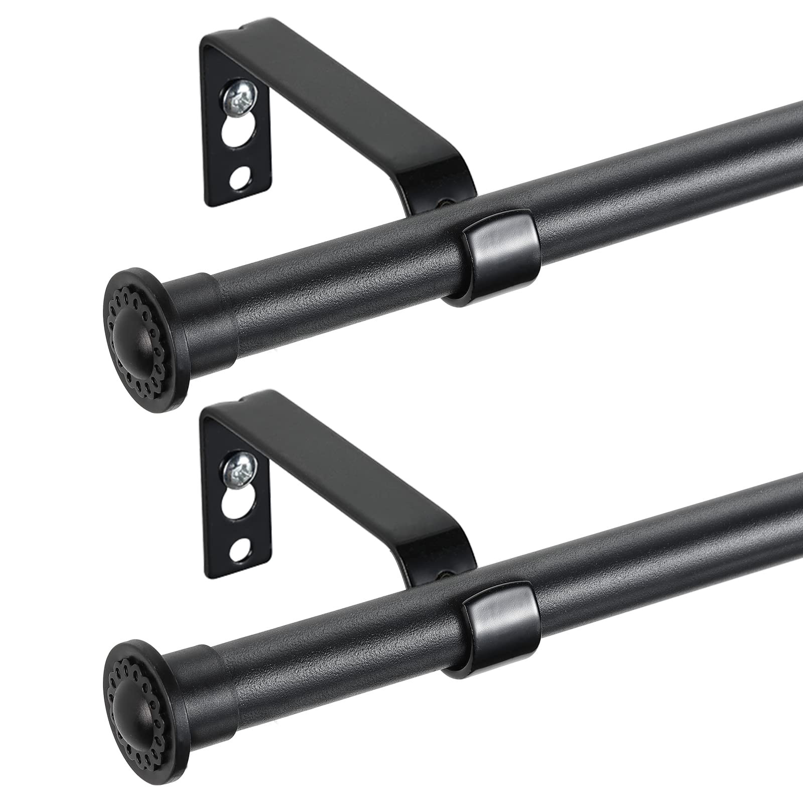 2 packs- For Window 48-84 inch long Matte Black metal Window Curtain Rod holder