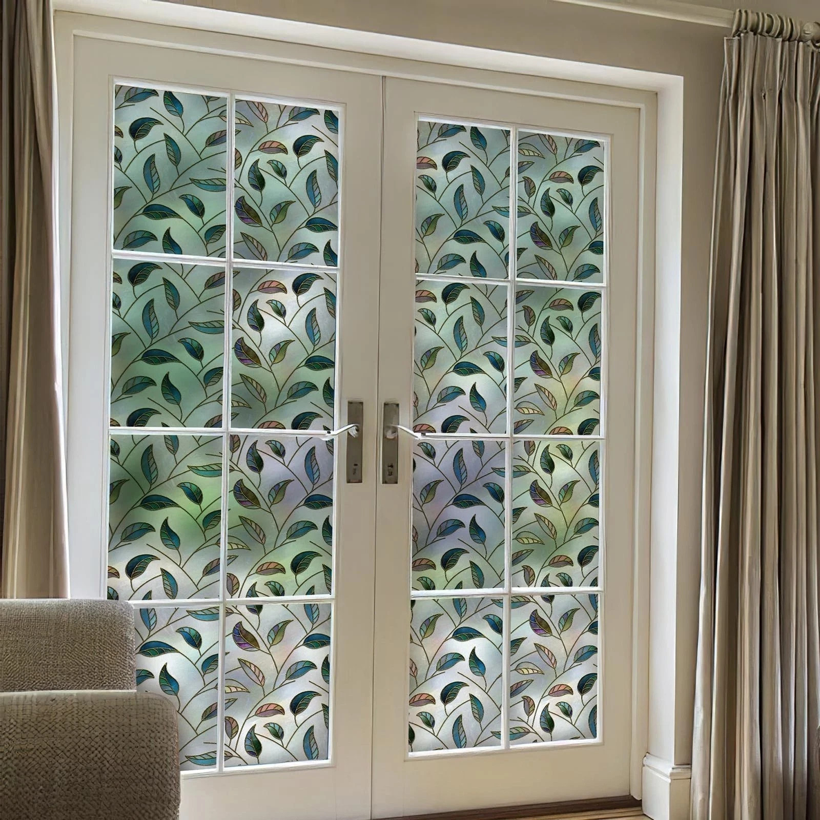 DKTIE Static Cling Decorative Window Film Vinyl Non Adhesive Privacy Film wit…