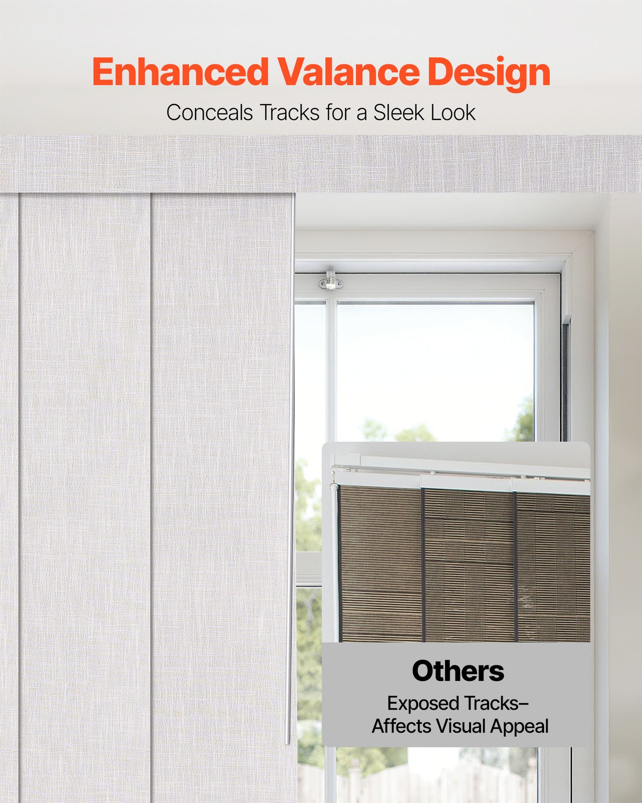 VEVOR Panel Track Blinds Extendable Track from 45.8 in to 86 in W Trimmable