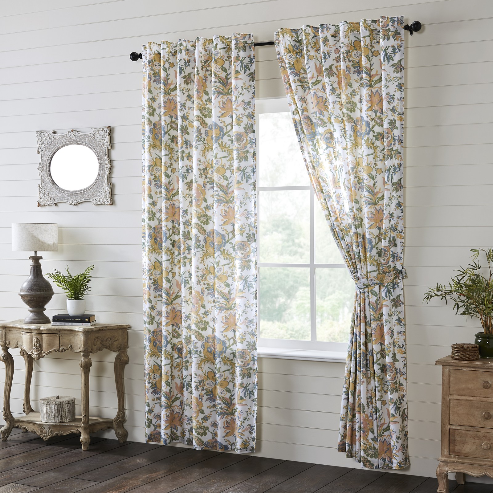 VHC Brands Panels Wilder Farmhouse 96×50 Set of 2 Floral Cotton Window Curtains
