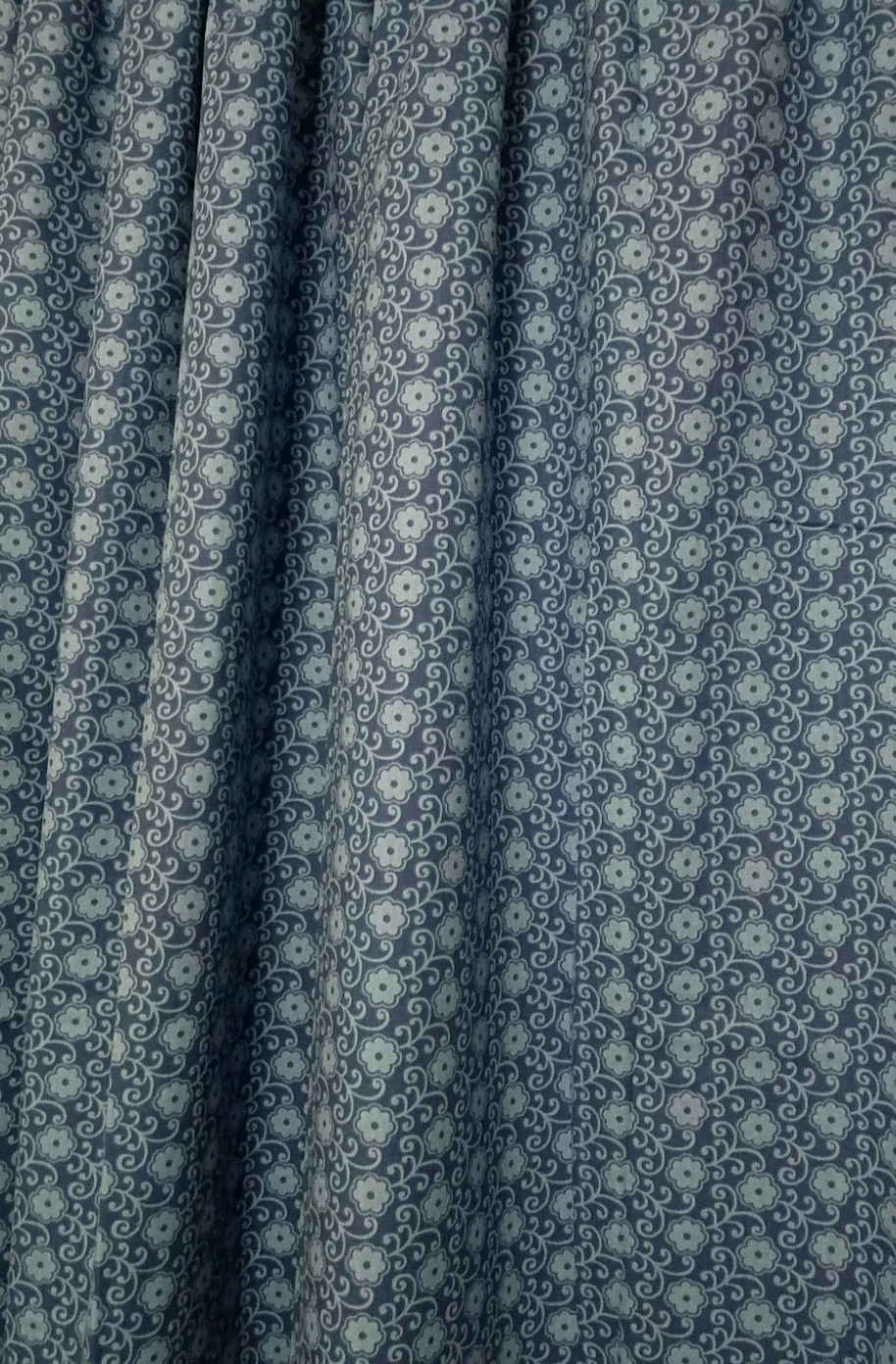 Country Drape Curtains Panels Blue Daisy Pattern Handmade Pair 43″ X 60″ Lined
