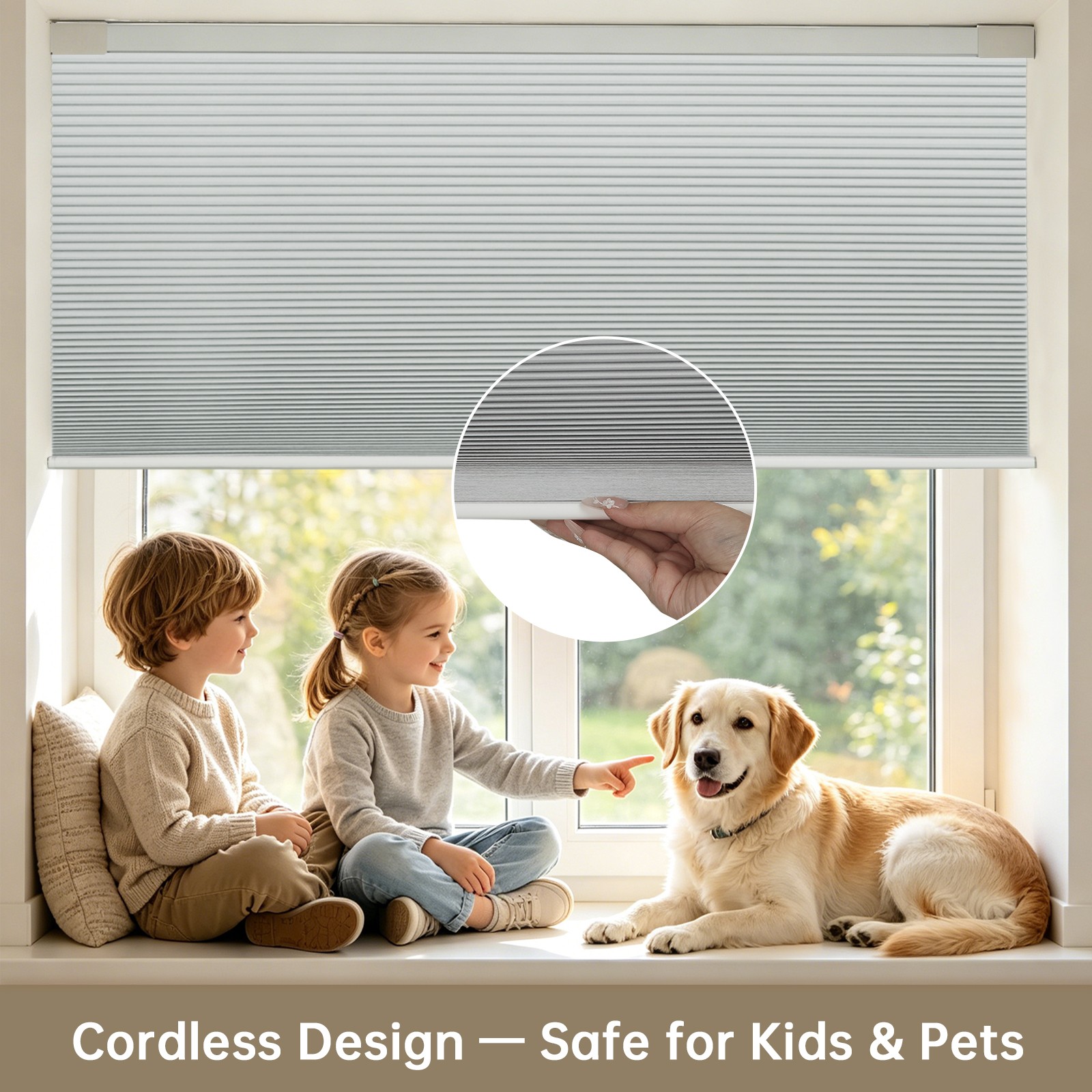 No Drill No Tools Blackout Cellular Shades Cordless Honeycomb for Windows