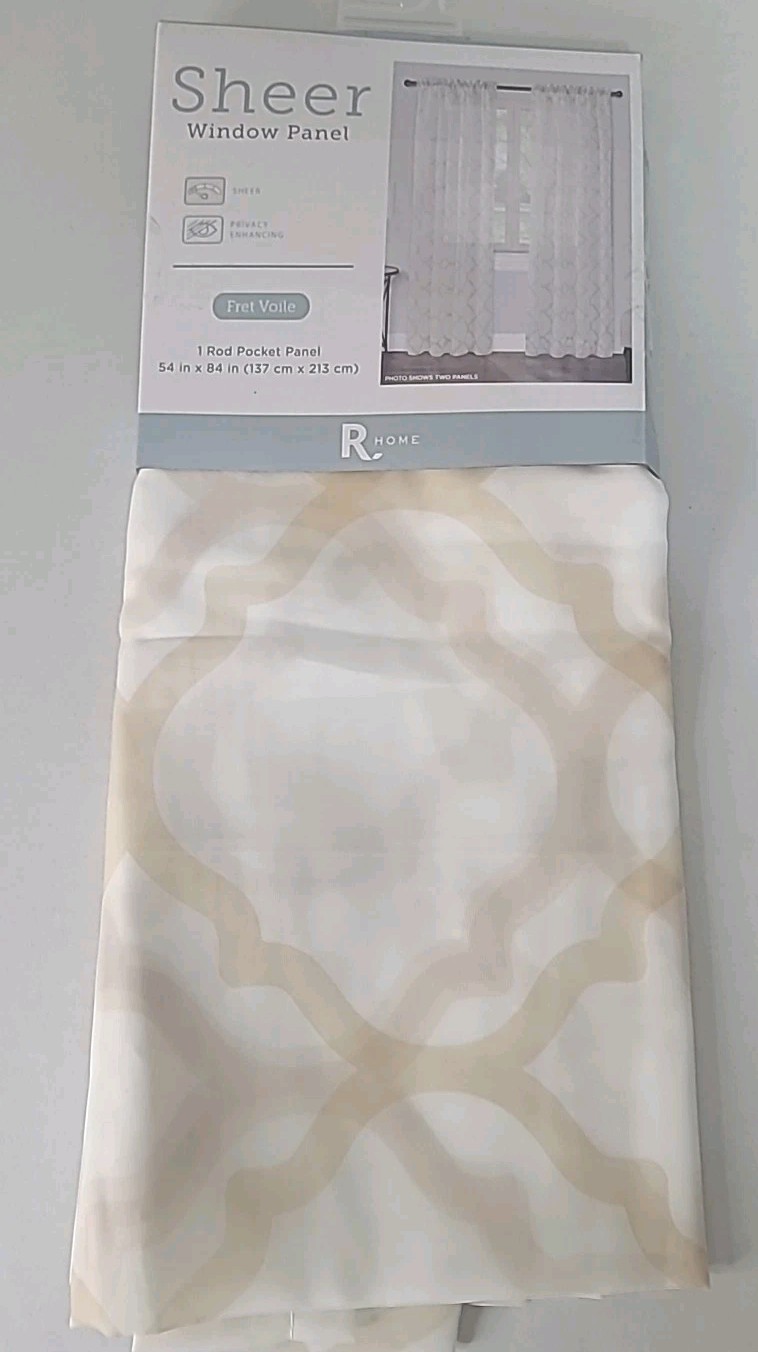 Regal Home Fret Voile Rod Pocket Sheer 54″x 84″ Ivory Linen