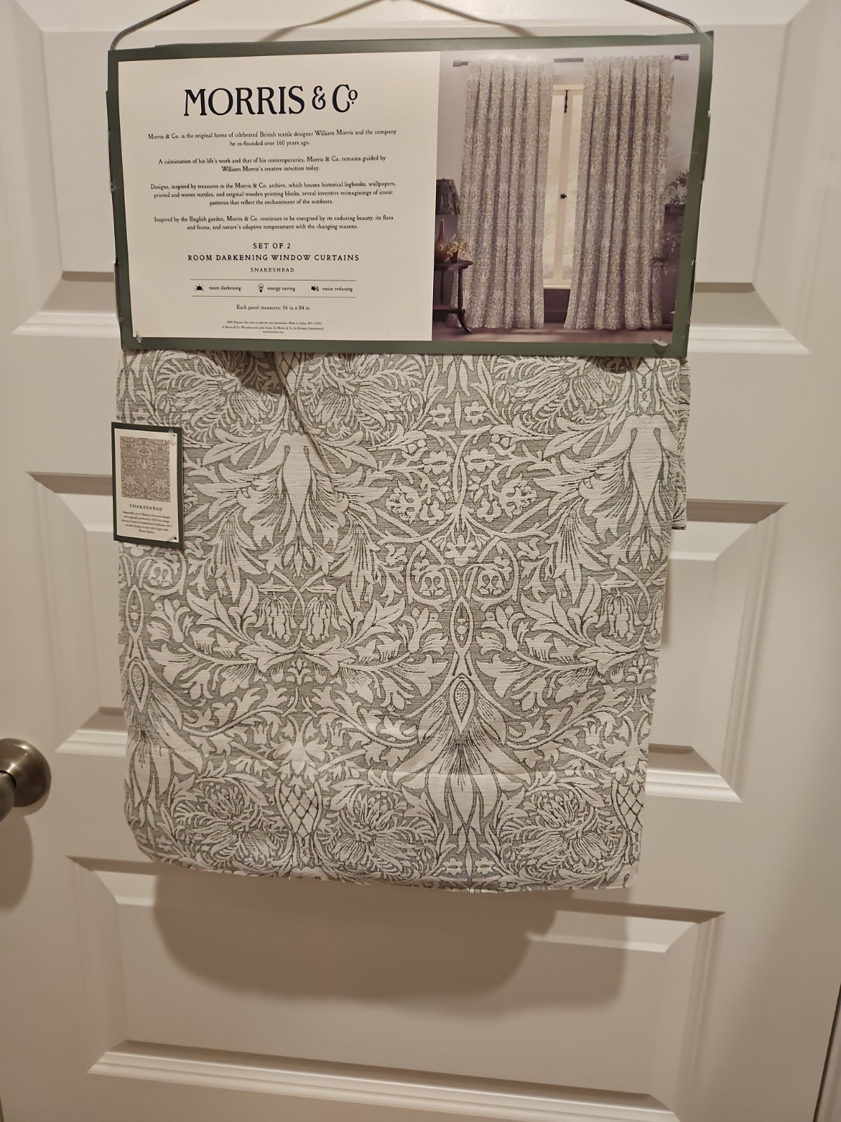 Morris & Co SNAKESHEAD Set Of 2 Curtain Panels 36×84 Room Darkening ~4 Available