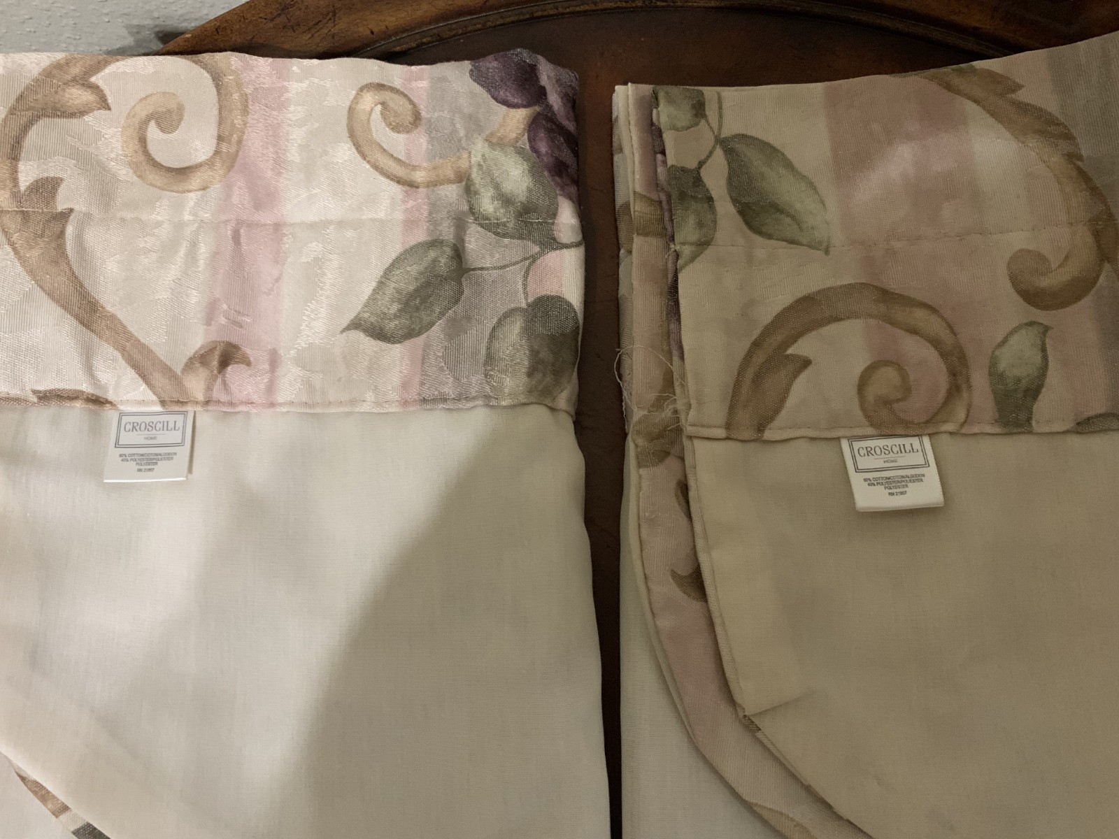 Croscill Chambord Cassis Amethyst Ascot Valance 39 X 23″ Tassel Lined Set 2 USA