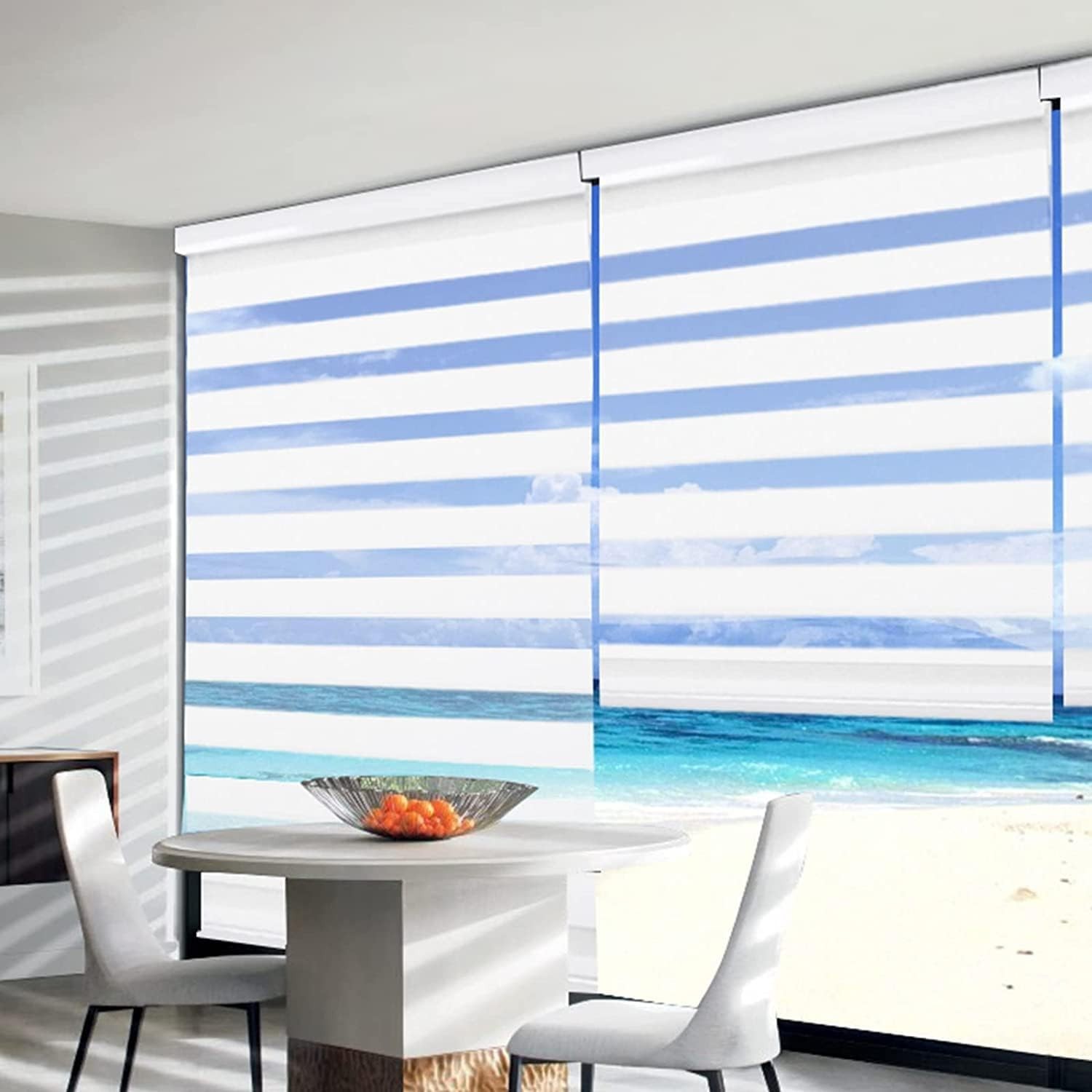 Cordless Zebra Blinds for Windows, Dual Layer Free-Stop Zebra Shades Privacy …