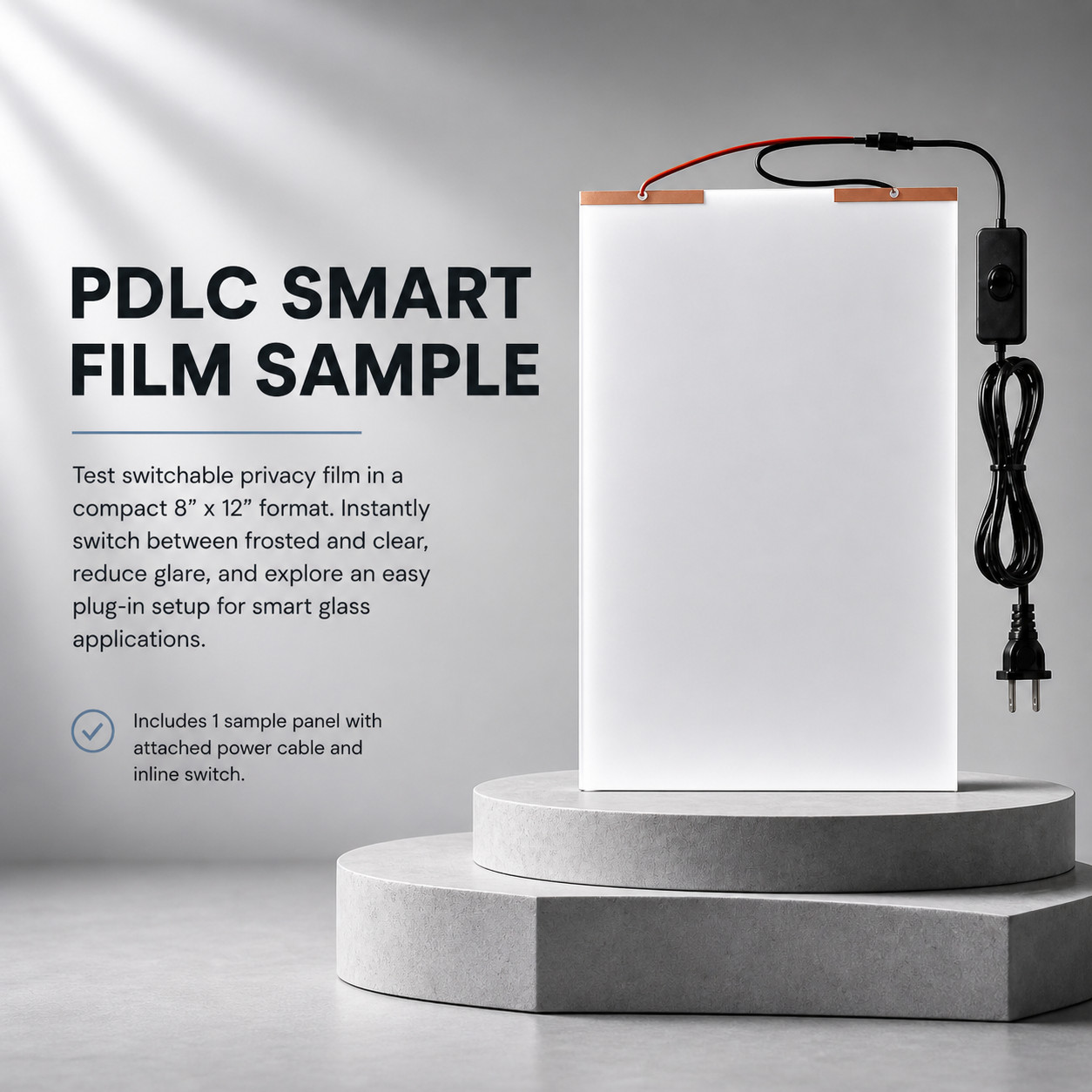PDLC Smart Window Privacy Film DIY Install Kit Remote Transformer Wires Squeegee