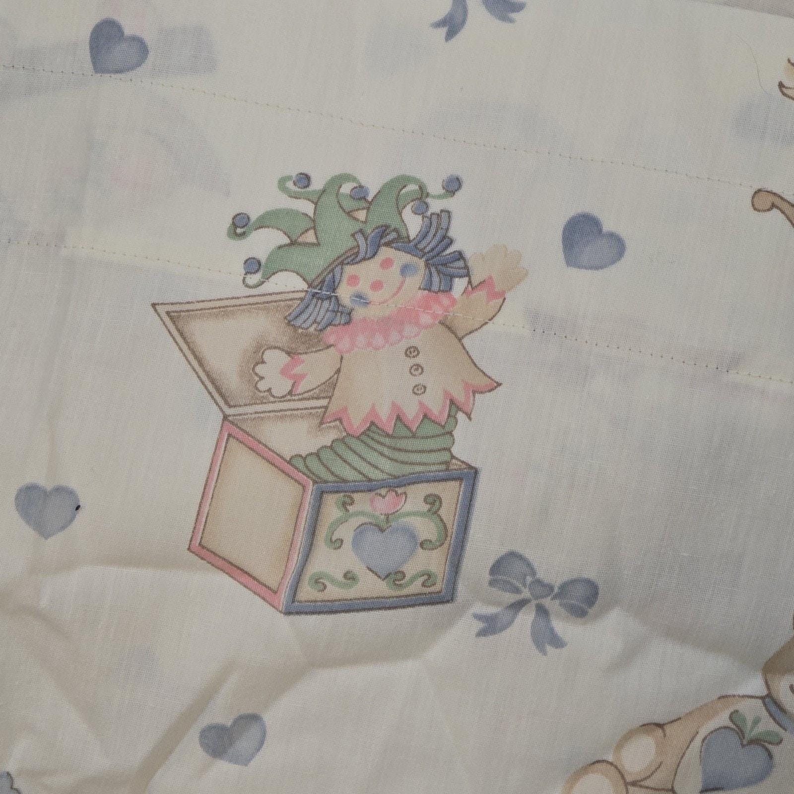 2 Rocking Horse Vtg Toys Nursery Baby Room Handmade Curtains Valance Cottagecore