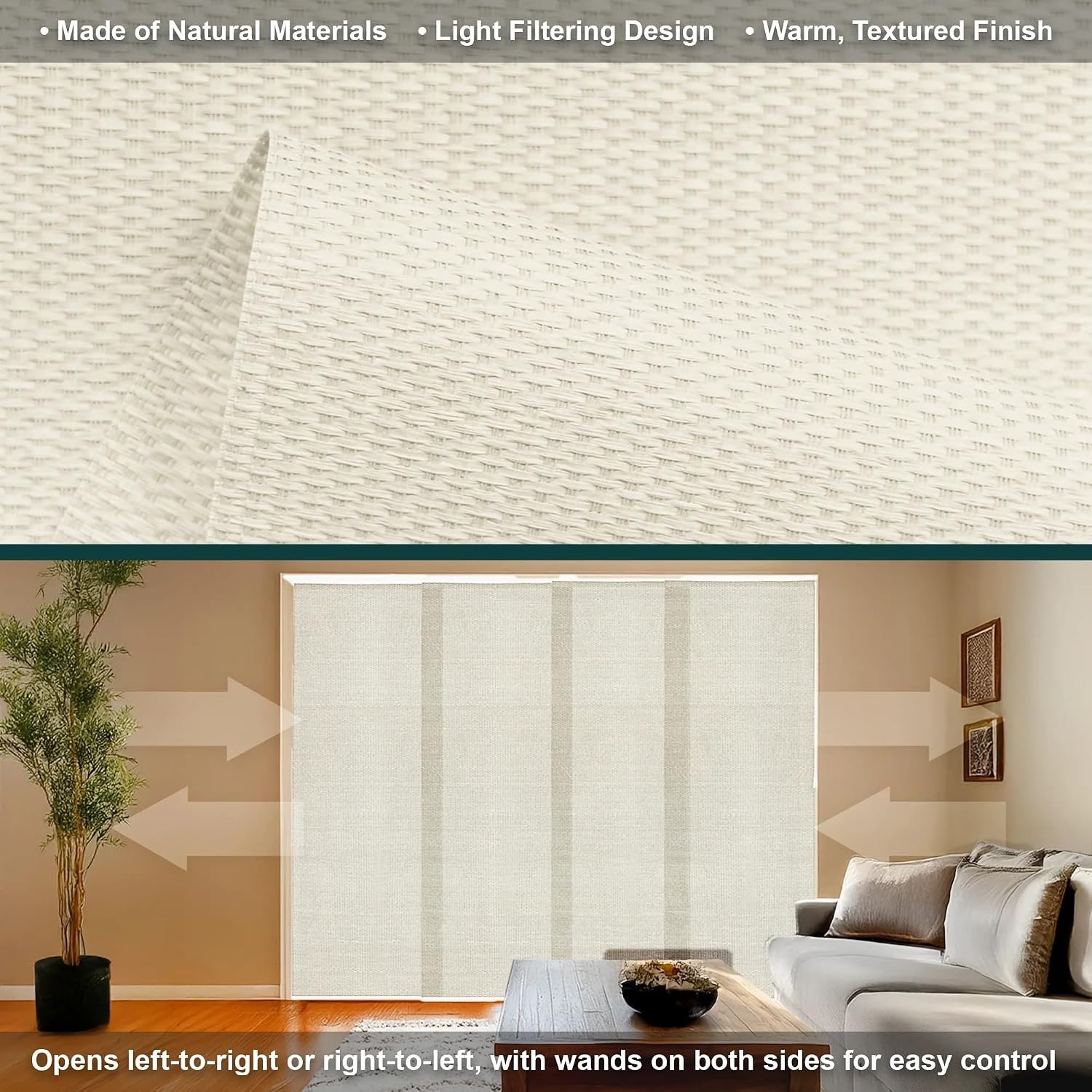 Panel Track Blinds for Sliding Glass Door, Adjustable Track for Patio Entry,