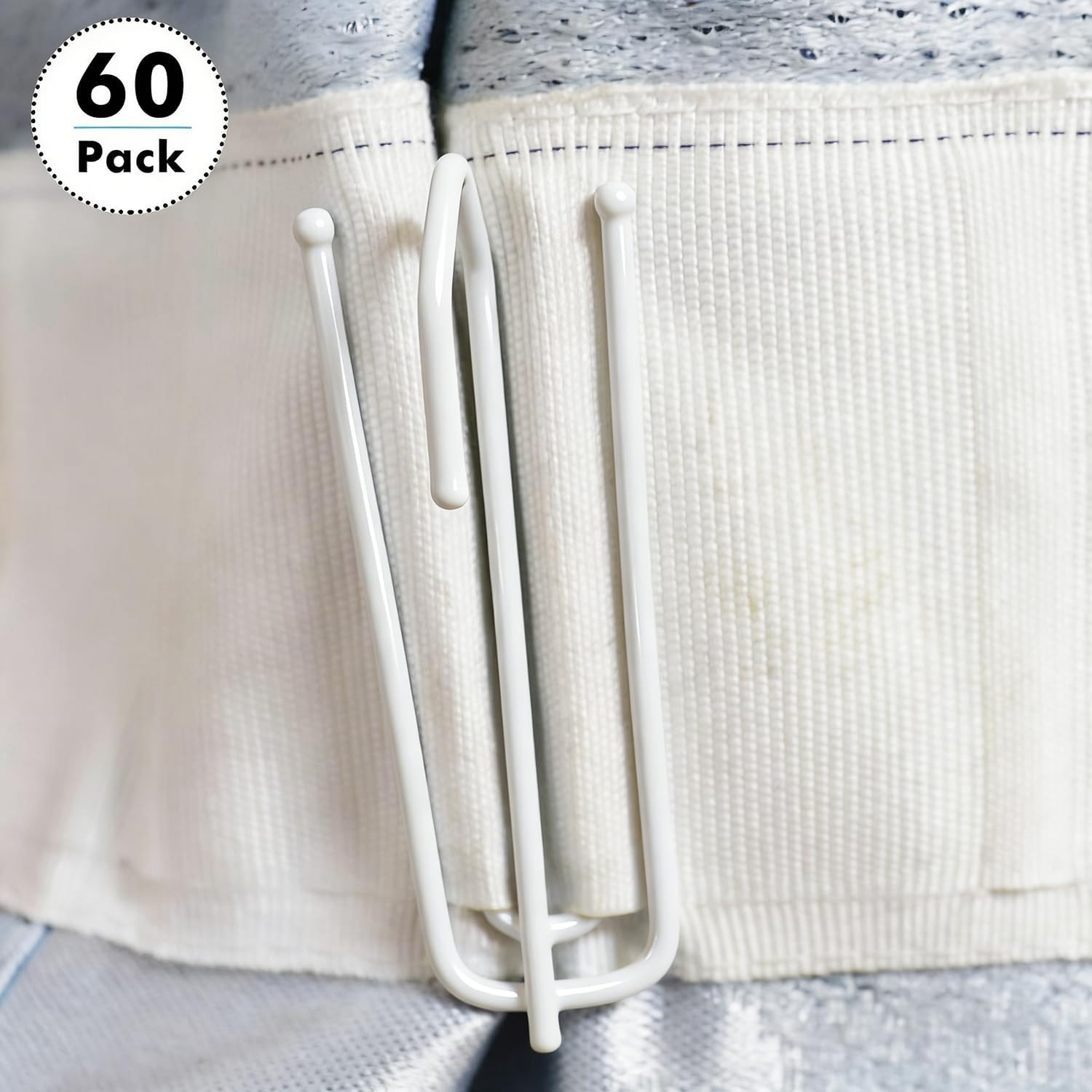 Curtain Pleat Hooks Stainless Steel, 60 Pack Drapery Hook and Pins for Pleated D