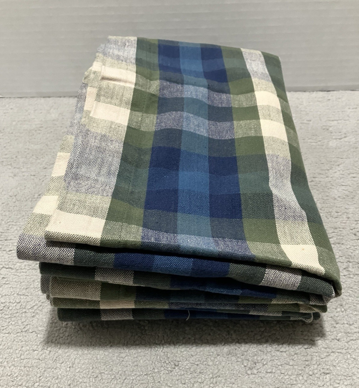 JCPenney Home Valance Bradley Stripe Plaid Valance Woven Cotton Blue Olive Green