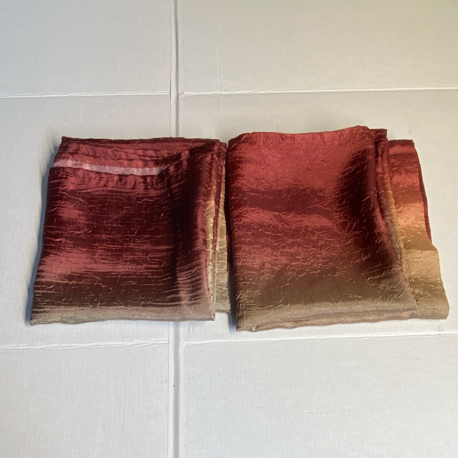 Red Beige Polyester Rod Pocket Curtain Panels Set