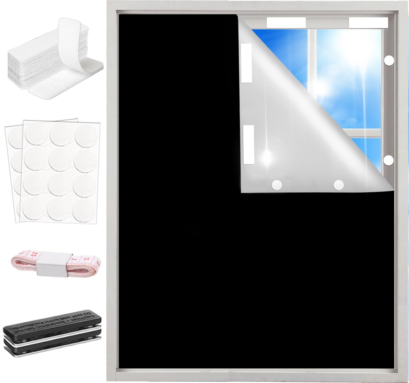 100% Blackout Window Cover Curtains for 57″W x 40″L (Pack of 1), Black