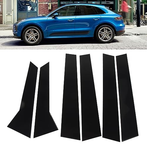 6Pcs B Pillar Posts Trim Glossy Black Exterior Window Decal for Porsche Macan