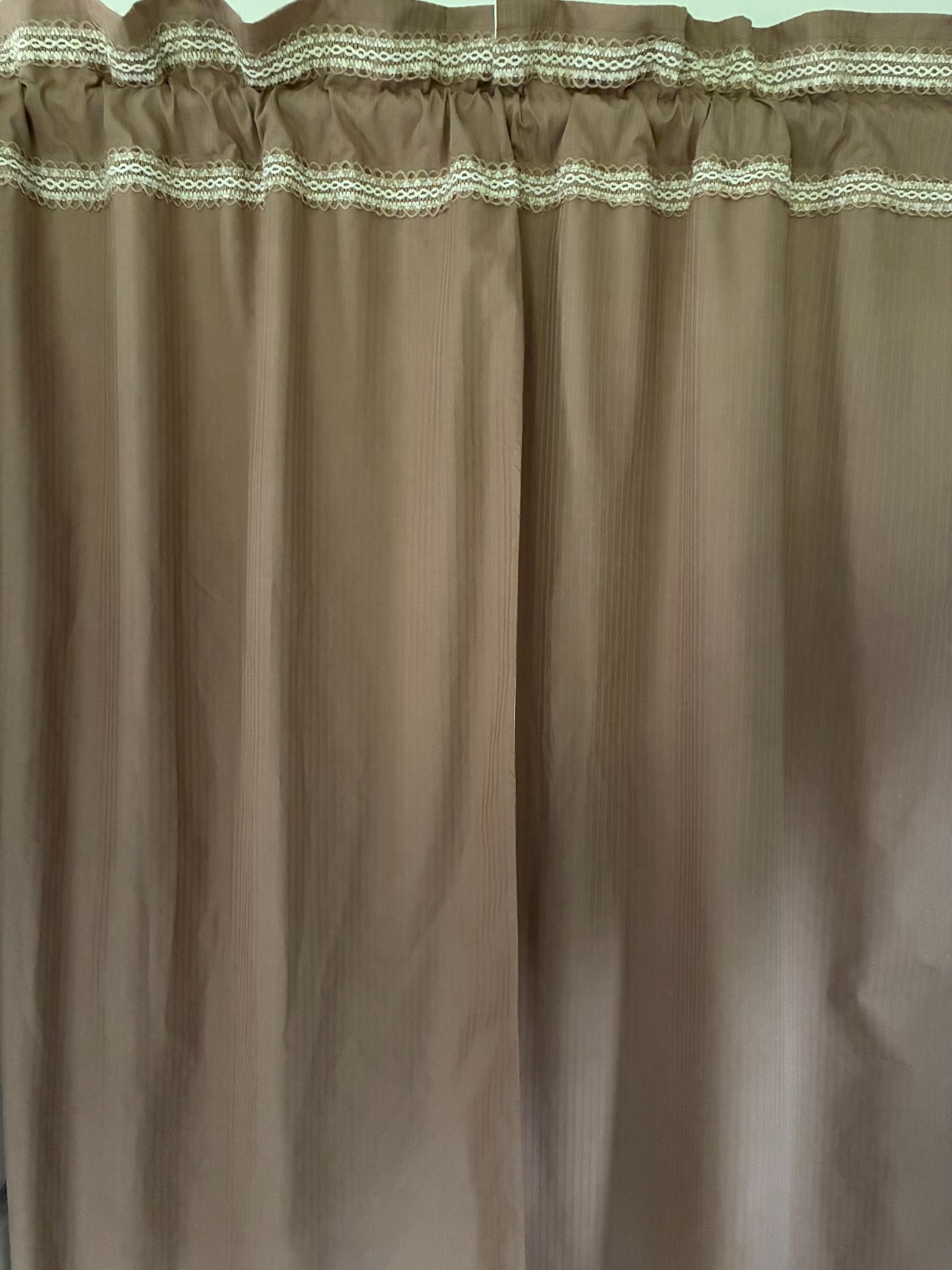 2 handmade curtain panels reversible (2 in 1) taupe/ beige 26. 5W x 84 L
