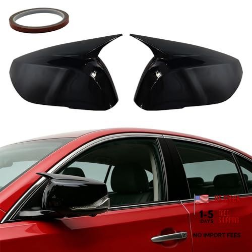 Gloss Black Side Mirror Caps for Accessories, Horn Style Driver & Passenger