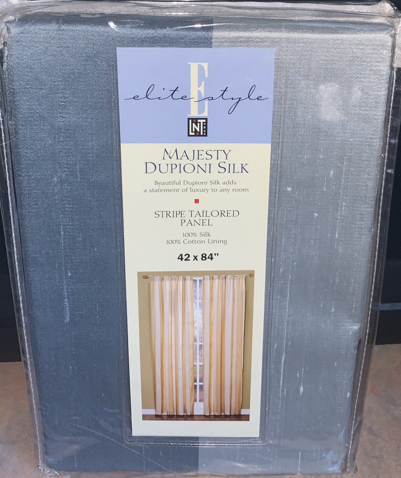 Linens N Things Majesty Dupioni 100% Silk Stripe Tailored Panel~42″ x 84″~New