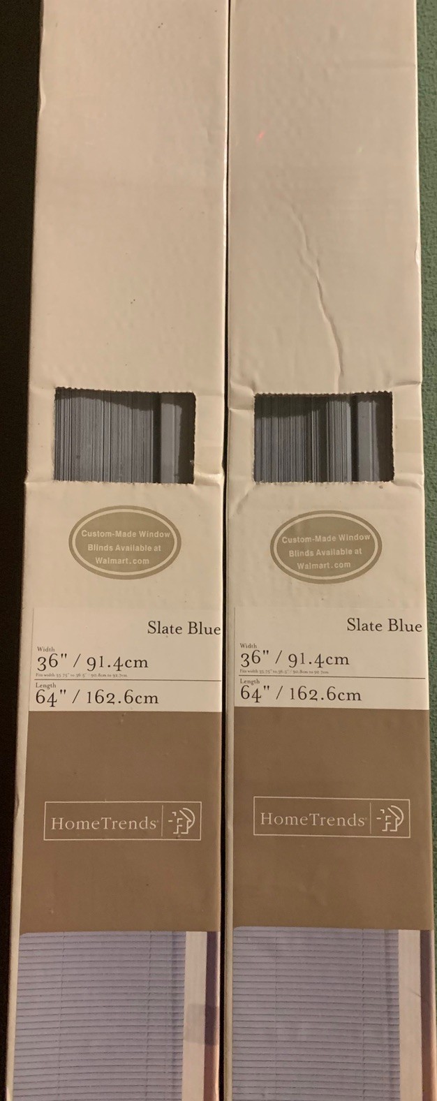 Lot of 2 NEW Home Trends Slate Blue Room Darkening Vinyl Mini Blinds 36″ x 64″