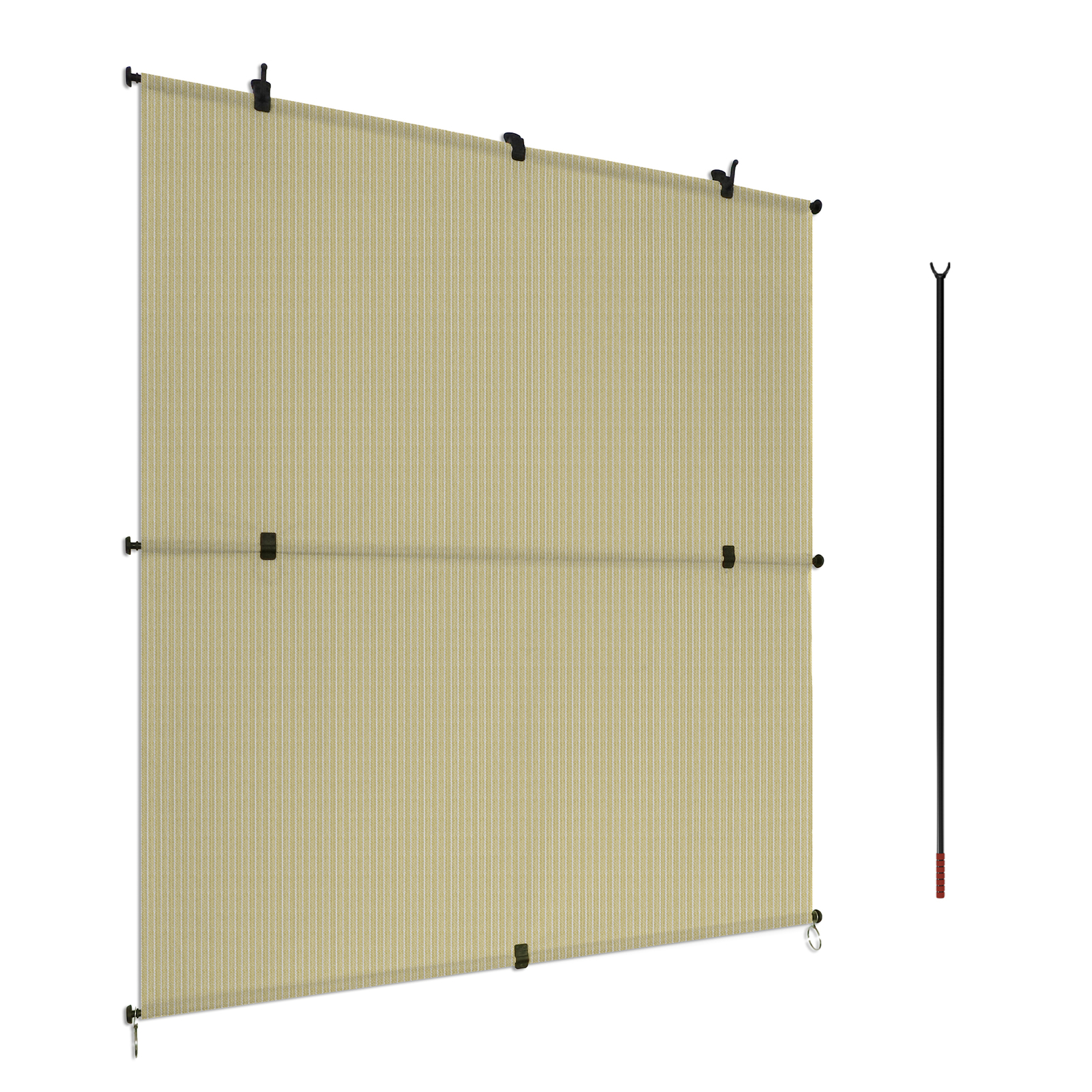 Roll Up Shade Fabric UV-Anti Cordless Foldable Roller Blind Outdoor Patio Porch
