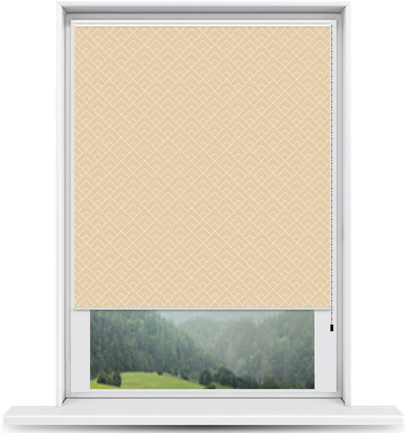 ArtToFrames Custom Window Shade – Blackout Peaks Modern Beige Design Reversed Ro