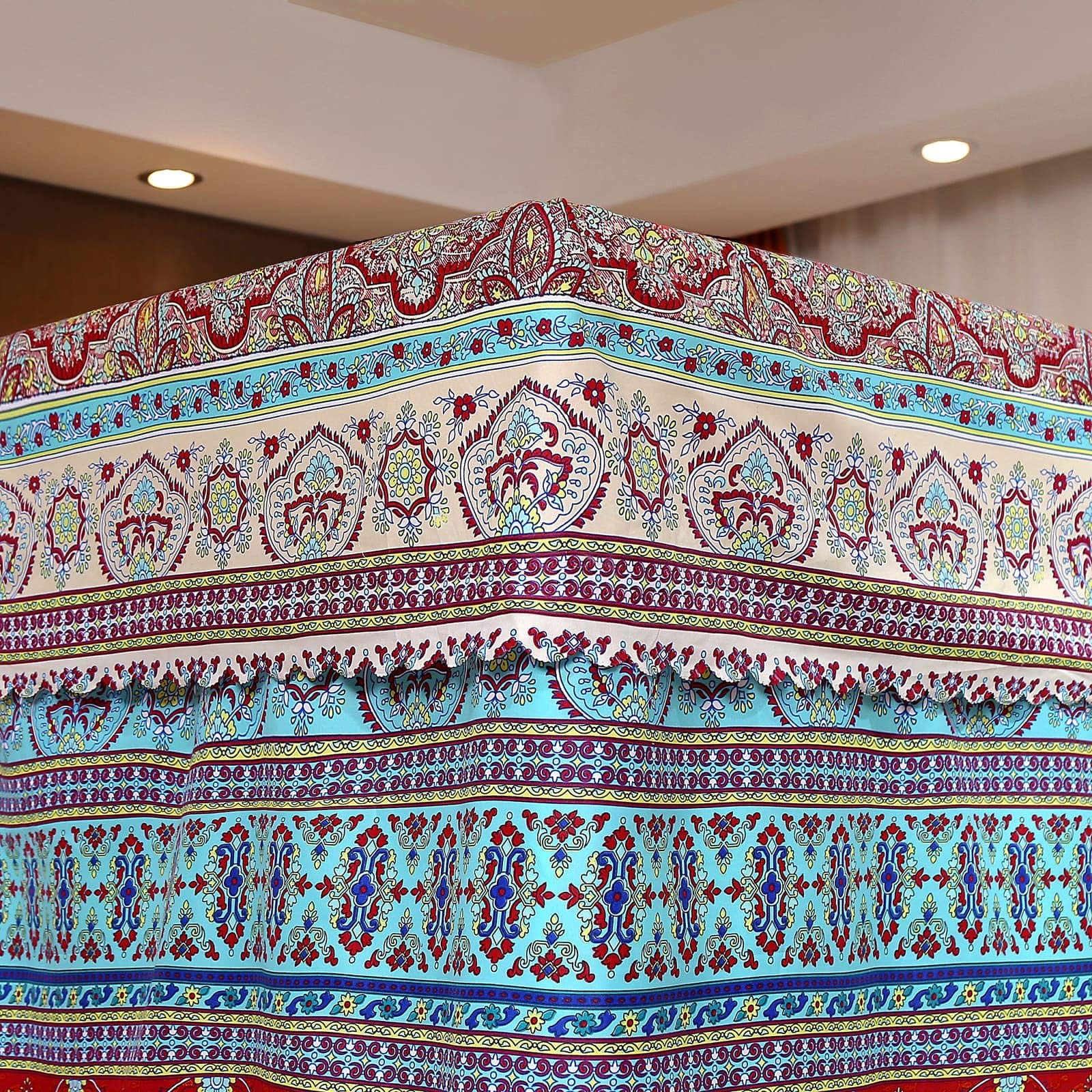 Pangzi Bohemian 4 Corner Post Bed Curtain Canopy Queen, Style-a