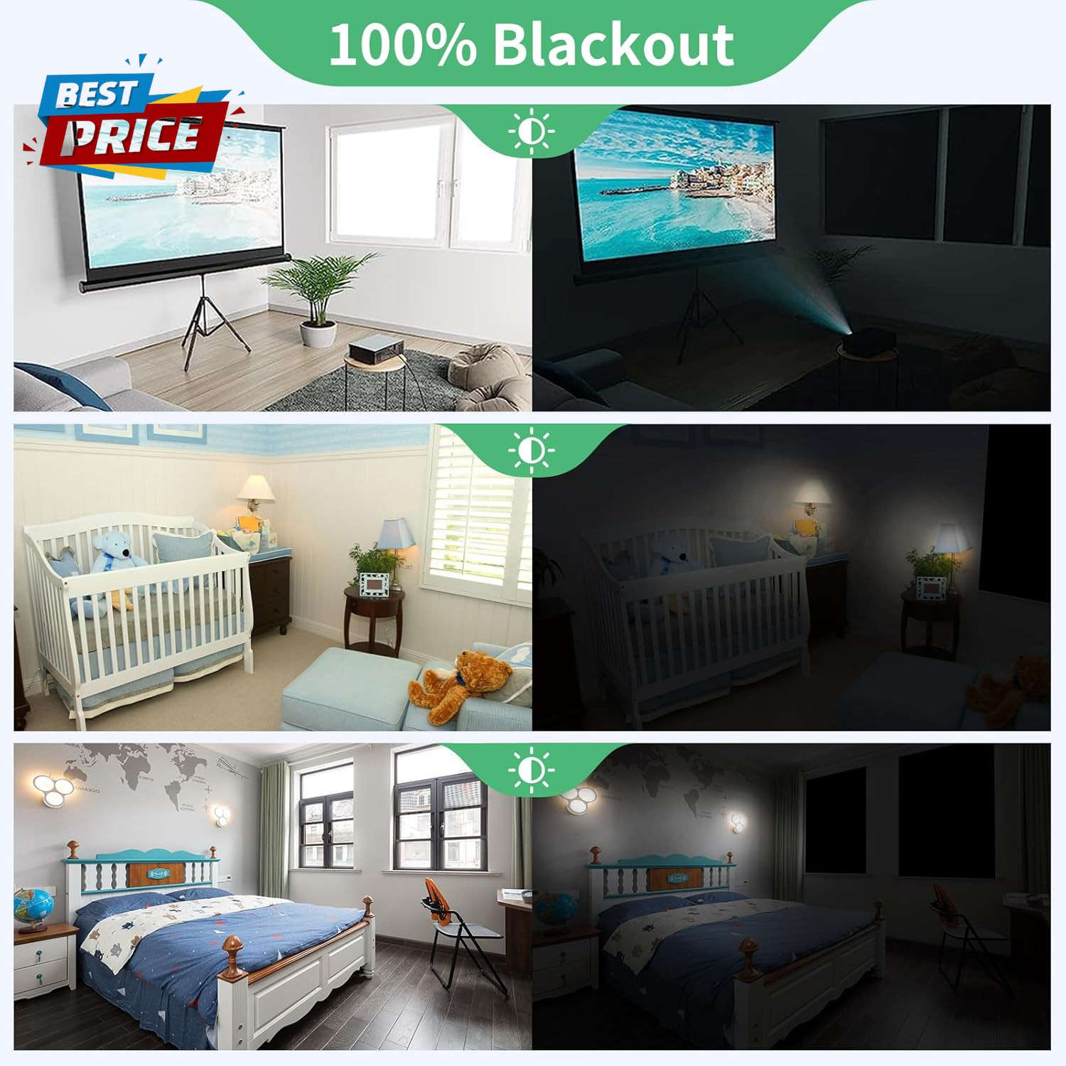 100% Blackout Blind Curtains Window Cover [157″ X 59″ XXL] [DIY Cut to Any Size
