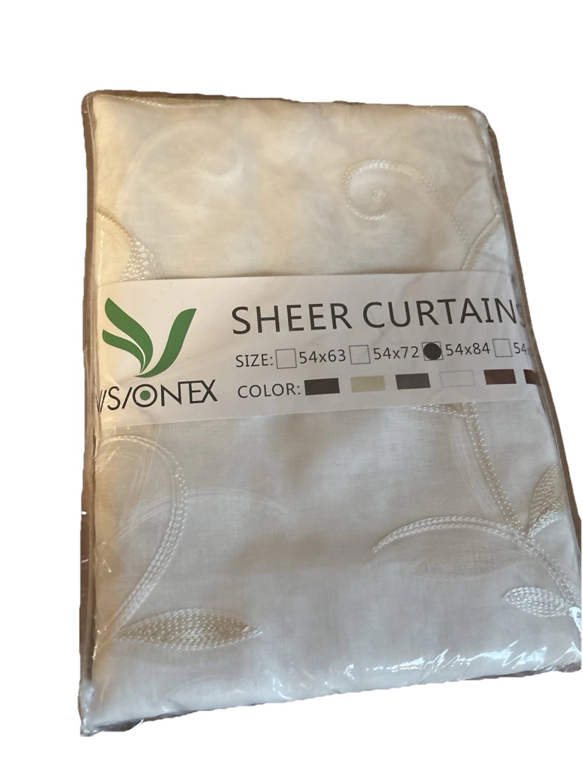 NEW Visiontex White Sheer Voile Curtains Blush BiegeEmbroidered LeavesFaux Linen