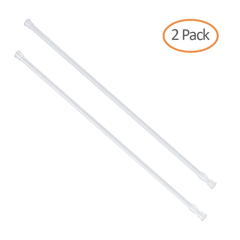 2Pack Tension Curtain Rod Spring Load Adjustable Curtain Pole Heavy-Duty Steel
