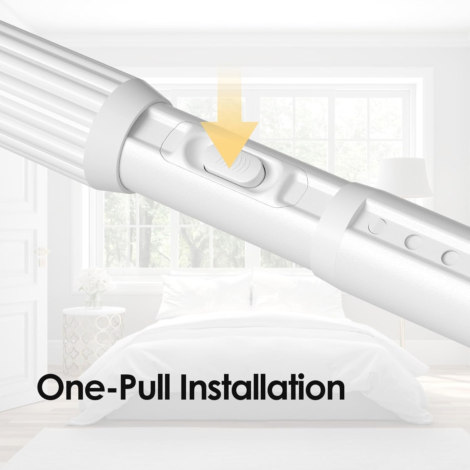 White Tension Curtain Rod 41-126In(4-10Ft), Long Outdoor Curtain Rod No Drilling
