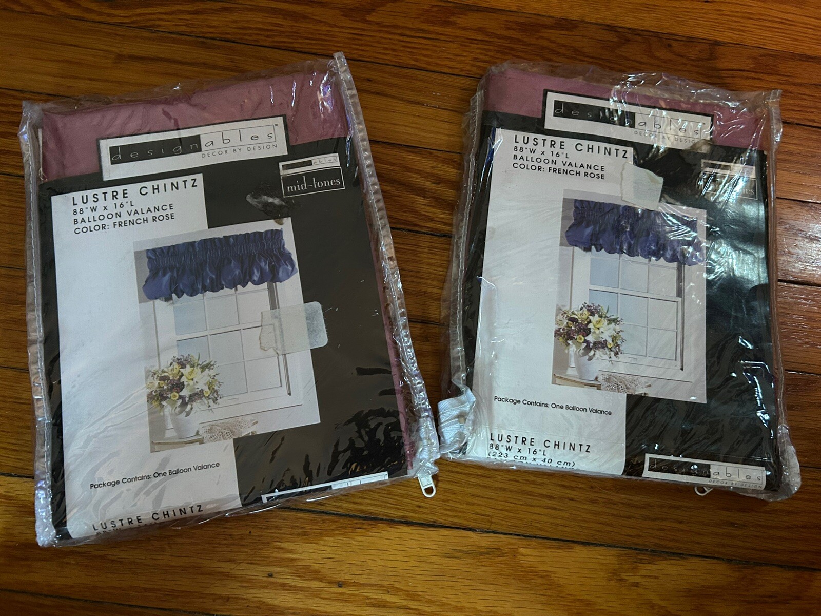 2 Balloon Valance’s New Old Stock 88 W X 16 L Each French Rose