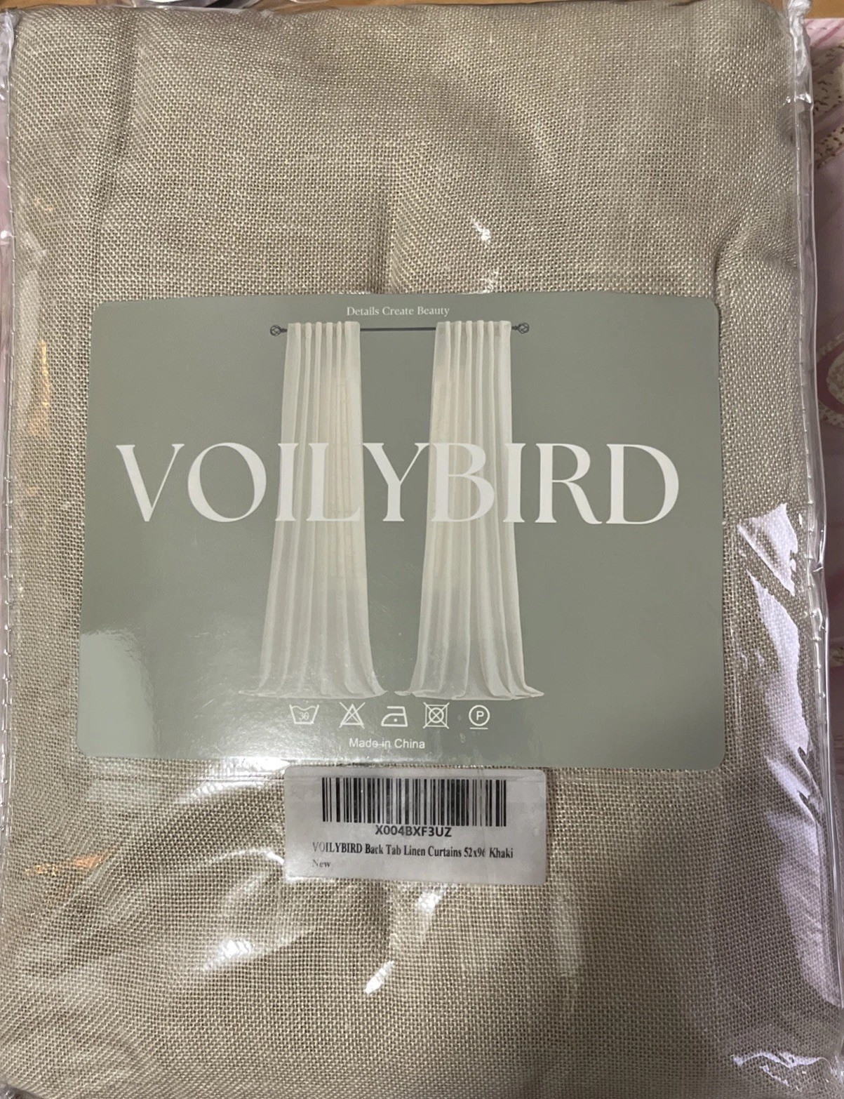 VOILYBIRD Thick Linen Texture Curtains 52×96, Khaki Living Room Rustic Farmhouse