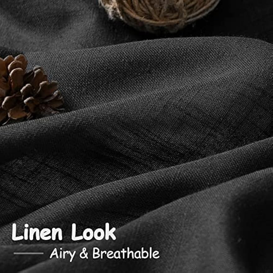 Black linen curtains, 84 inches long, 2 panels