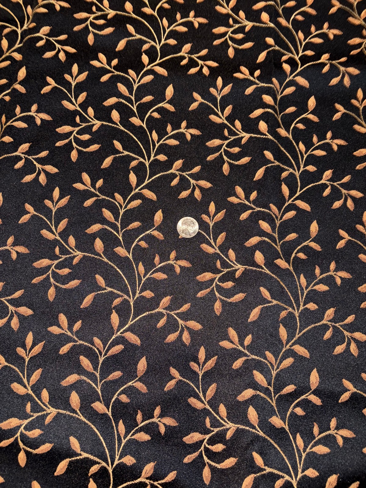 One Pair Black Gold Scroll Custom Drapes / or for Fabric 42″ x 104″