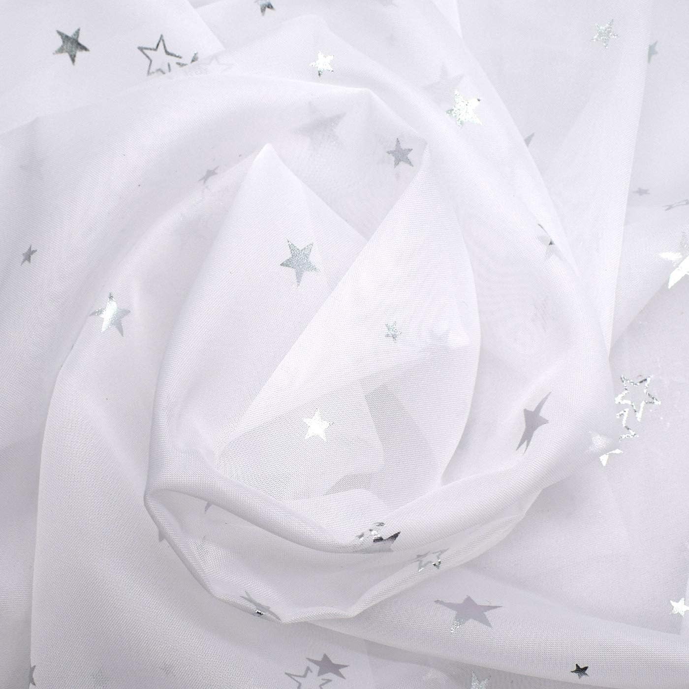 White Sheer Star Curtains 84 Inches Long 2 Panel Sets, Kids Room Semi Sheer V…