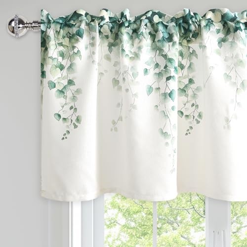 Window Valance for Kitchen Basement Semi 52″W x 18″L (Pack of 1) Green Vine