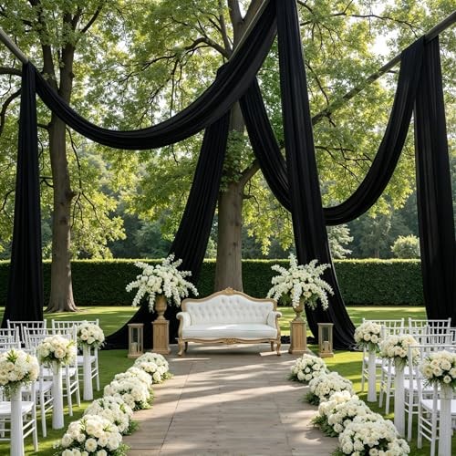 10ftx40ft Ceiling Curtain for Wedding Parties – 60″W x 480″L (Pack of 2) Black