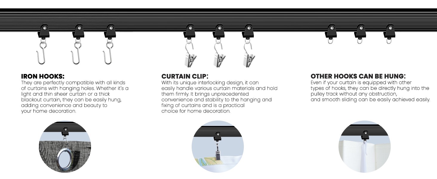 Flexible Ceiling Curtain Track Ceiling Mount, Curved Curtain Rod, Sliding