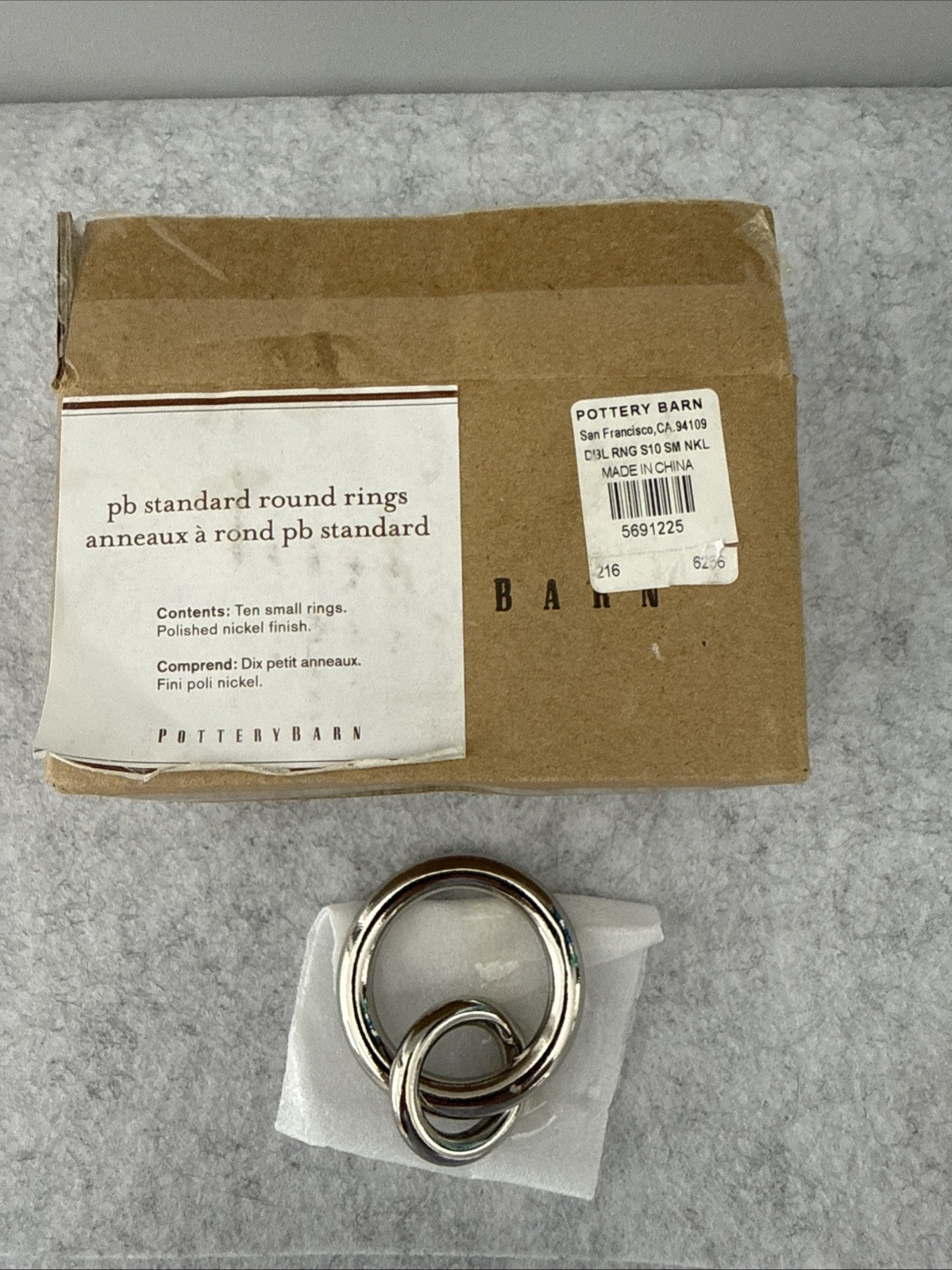 Pottery Barn Standard Round Rings 10 Small Polished Nickel
